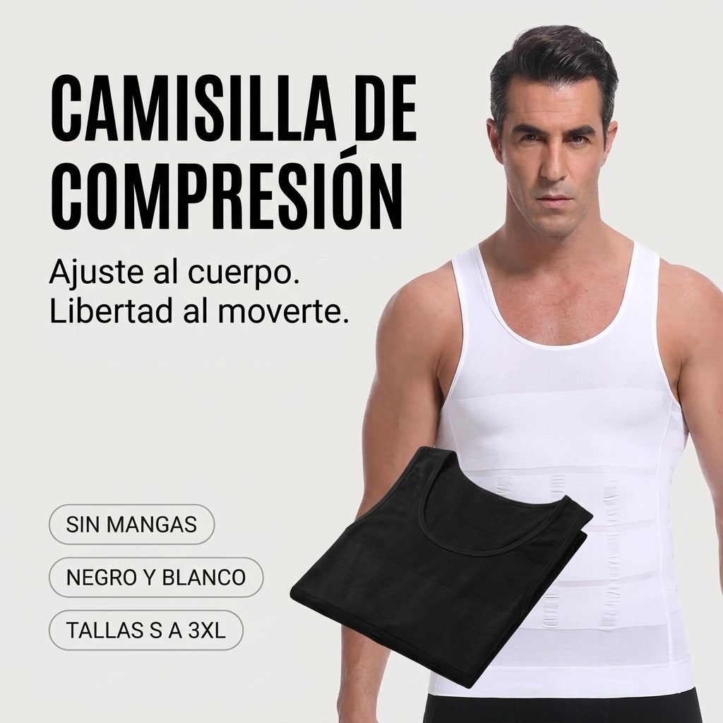 Camisilla de compresion masculina, sin mangas, negro y blanco, tallas S a 3XL