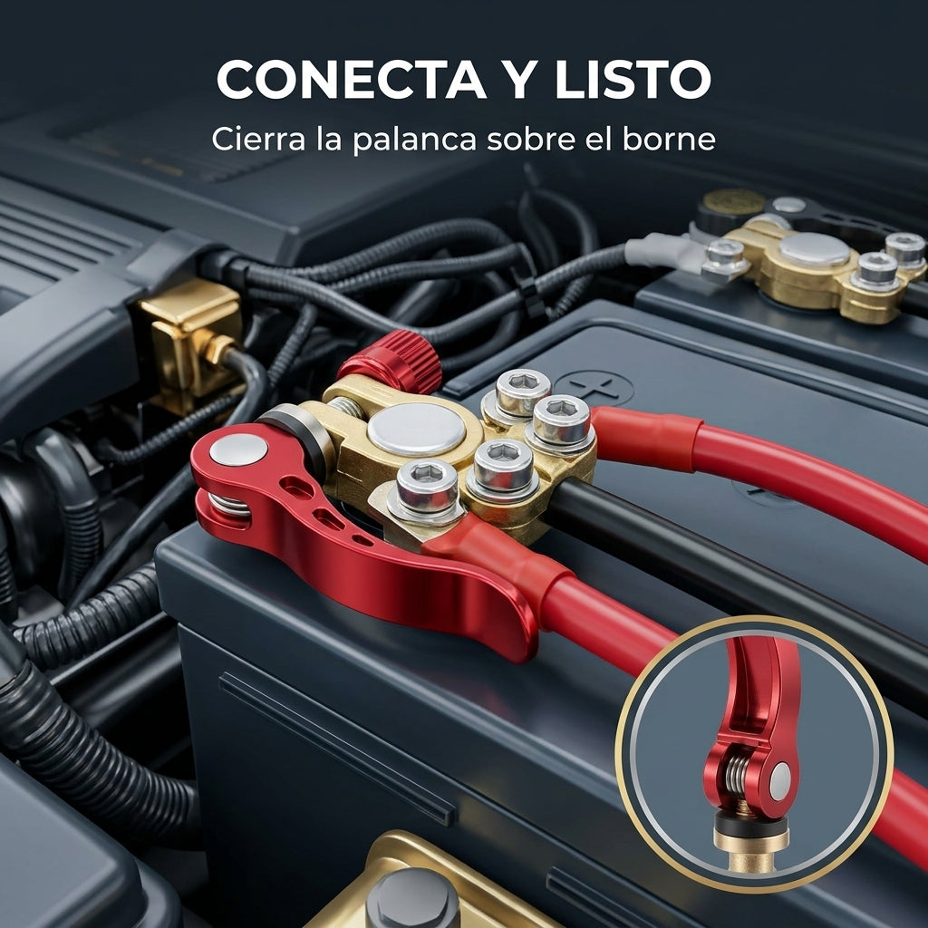 Conector instalado en una bateria
