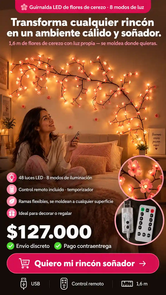 Guirnalda De Flores Cerezo Con Luces Led