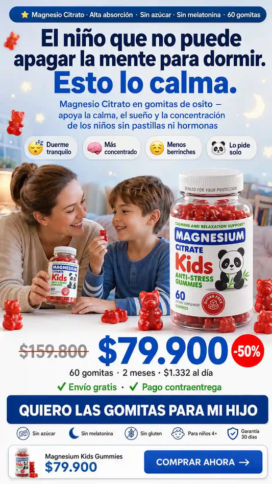 Gomitas De Citrato Magnesio Para Niños Sin Azúcar
