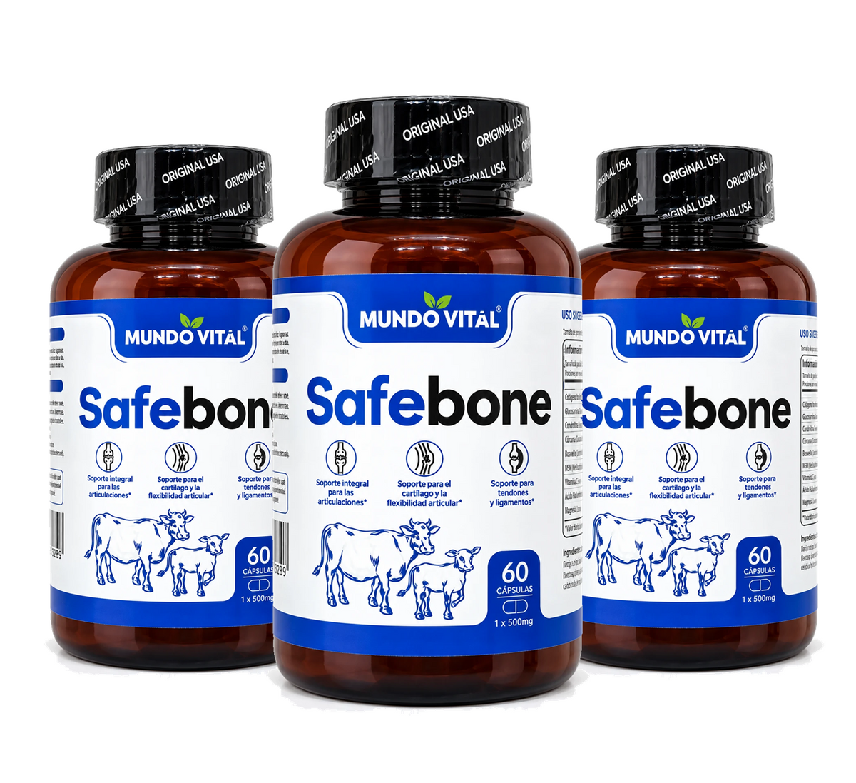 Safebone Mundo Vital, 3 frascos de 60 capsulas
