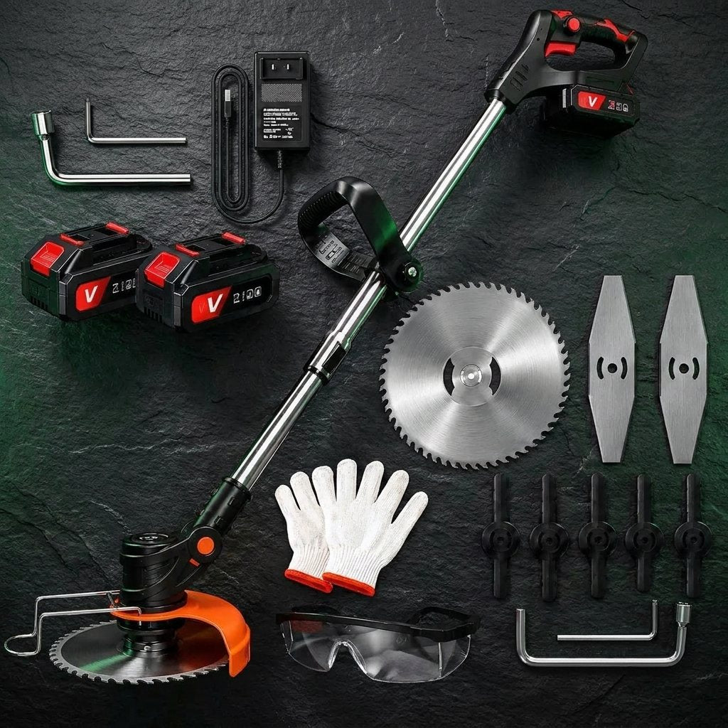 Kit completo de 12 piezas: 2 baterías, cargador, hojas, guantes y gafas