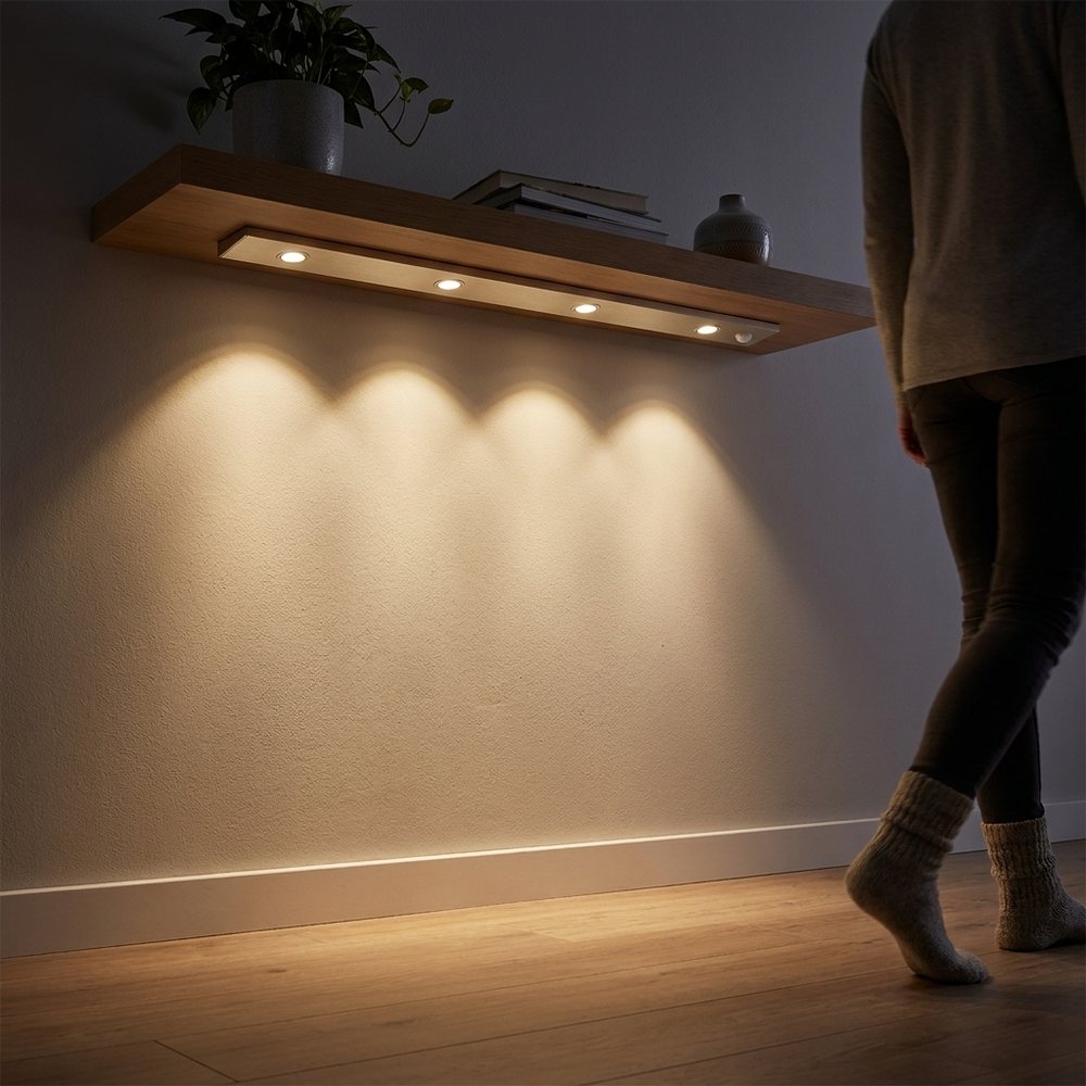 Barra de luz LED en un pasillo de noche