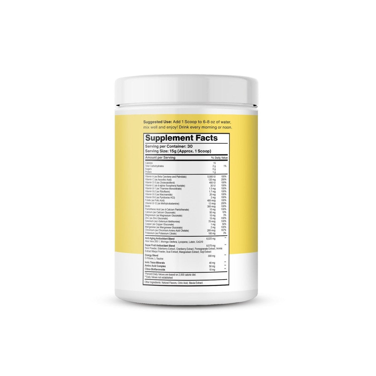 Etiqueta Supplement Facts de la Moringa en polvo