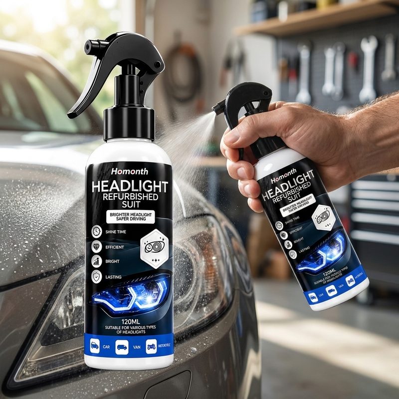 Aplicando Renovador de Faros con spray sobre el faro